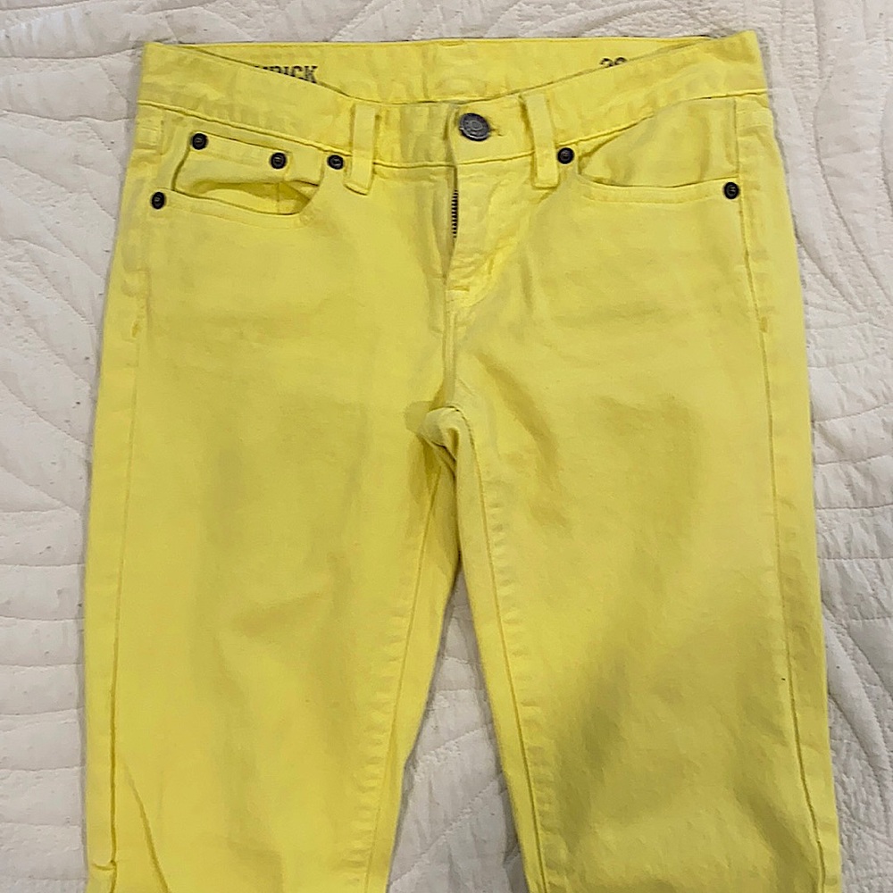 JCrew Toothpick jean, sz 26R, bright yellow